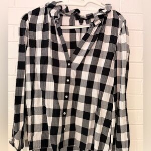 J. Crew Black and White Plaid Shirt